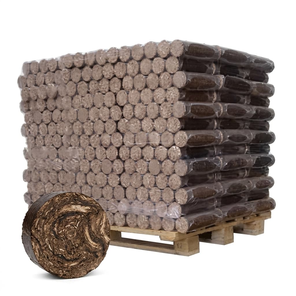 BoisPasCher — Bûches Densifiées Feuillus Palette 1 Tonne Promo