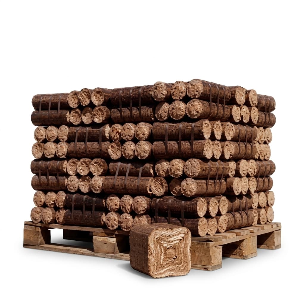 BoisPasCher — Bûches Densifiées Nuit Demi-Palette 480kg Économique